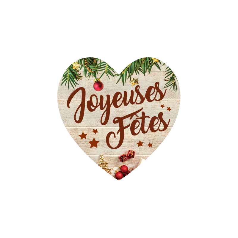 Autocollants Joyeuses Fêtes en forme de coeur Autocollants Joyeuses Fêtes en forme de coeur