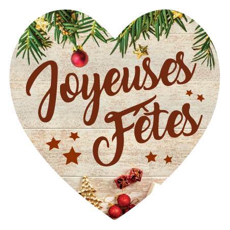 Autocollants Joyeuses Fêtes en forme de coeur