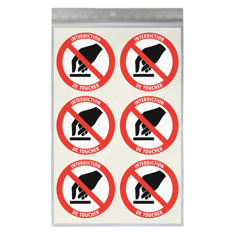 Sticker interdiction de toucher diamètre 5 cm signalétique sécurité