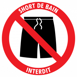 Sticker short de bain interdit autocollant piscine 15 cm