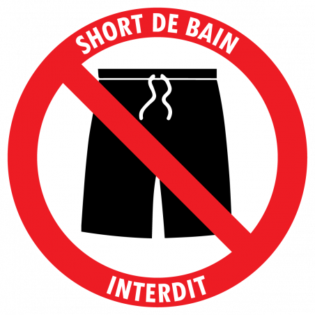 Sticker short de bain interdit autocollant piscine 15 cm