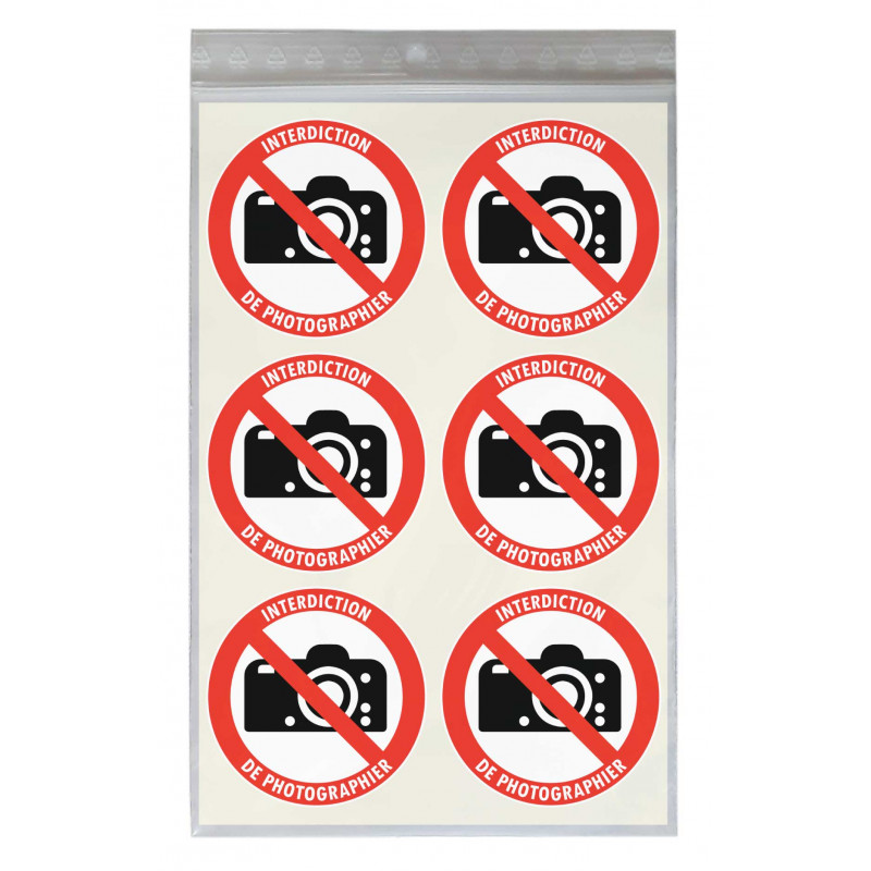 Sticker interdiction de photographier diamètre 5 cm