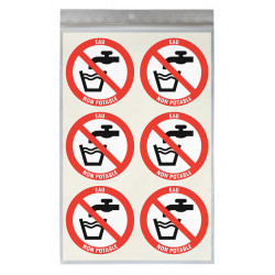 Sticker eau non potable diamètre 5 cm signalétique sanitaire