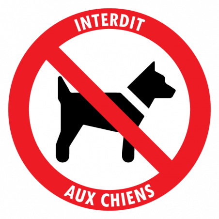 Sticker interdit aux chiens signalisation extérieure 15 cm