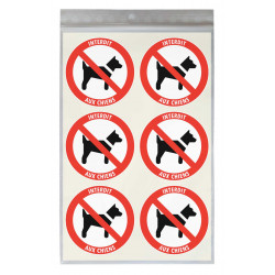 Sticker interdit aux chiens diamètre 5 cm signalétique