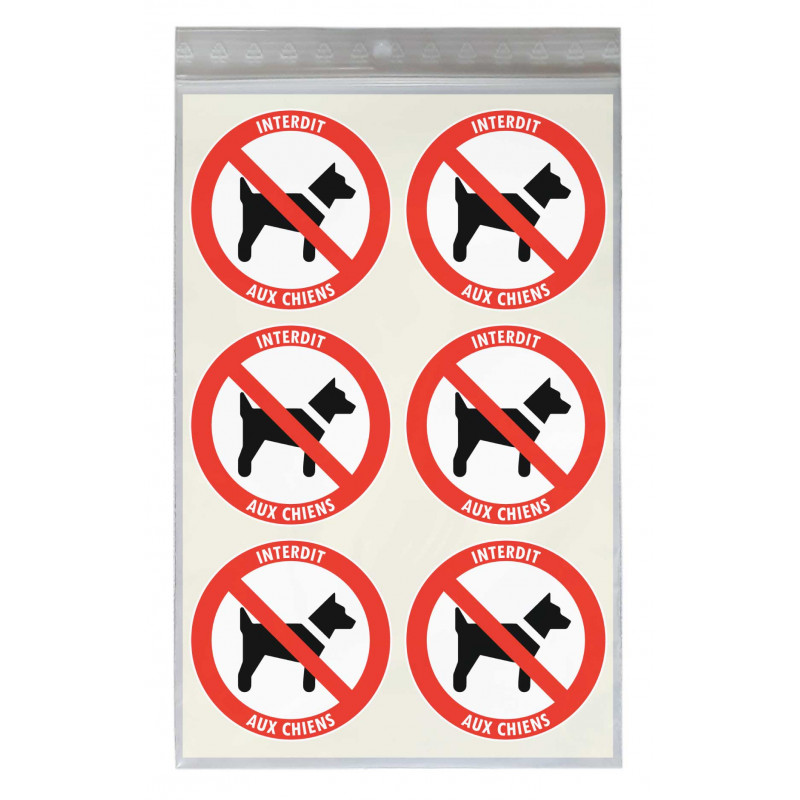 Sticker interdit aux chiens diamètre 5 cm signalétique