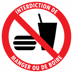 Sticker interdiction de manger ou boire autocollant 15 cm