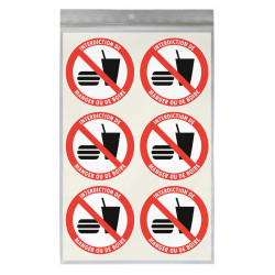 Sticker interdiction de manger ou boire diamètre 5 cm