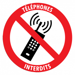 Sticker téléphones interdits autocollant 15 cm