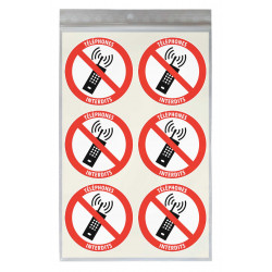 Sticker téléphones interdits diamètre 5 cm