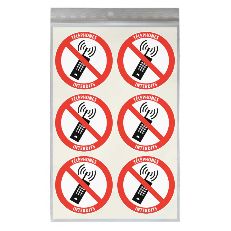 Sticker téléphones interdits diamètre 5 cm