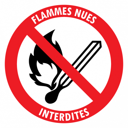 Sticker flammes nues interdites signalisation 15 cm