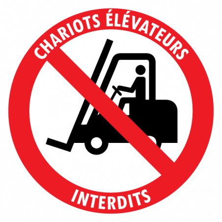 Sticker chariots élévateurs interdits signalisation 15 cm