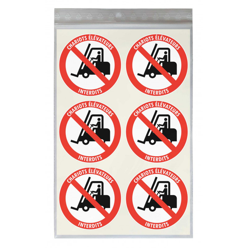 sitcker interdit aux chariots élévateurs diamètre 5 cm