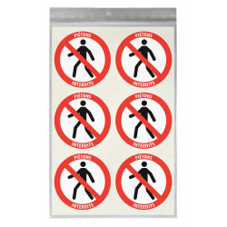 Sticker piétons interdits diamètre 5 cm signalétique sécurité