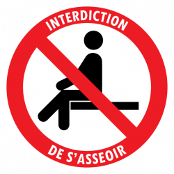 Sticker interdit de s’asseoir signalisation 15 cm