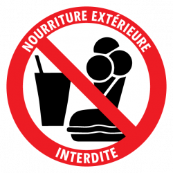 Sticker nourriture extérieure interdite signalisation 15 cm