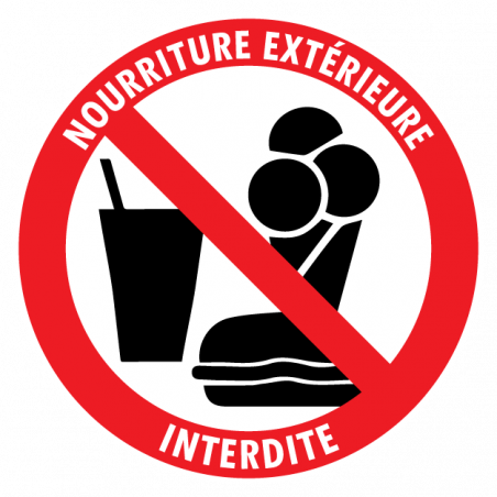 Sticker nourriture extérieure interdite signalisation 15 cm