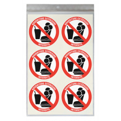 Sticker nourriture extérieure interdite diamètre 5 cm signalétique