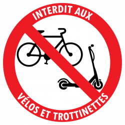 Sticker interdit aux vélos et trottinettes diamètre 5 cm