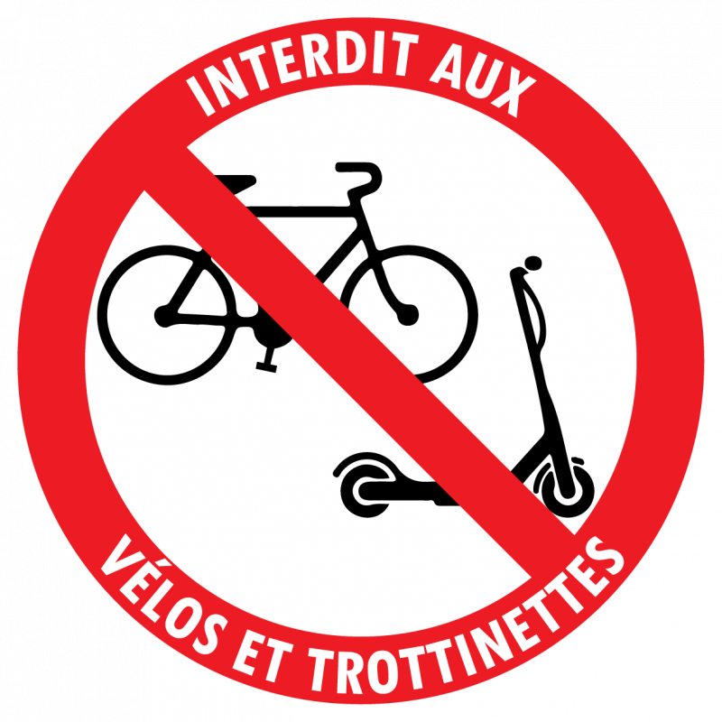 Sticker interdit aux vélos et trottinettes diamètre 5 cm