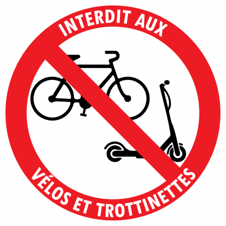 Sticker interdit aux vélos et trottinettes diamètre 5 cm