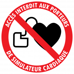 Sticker simulateurs cardiaques interdits diamètre 5 cm signalétique sécurité