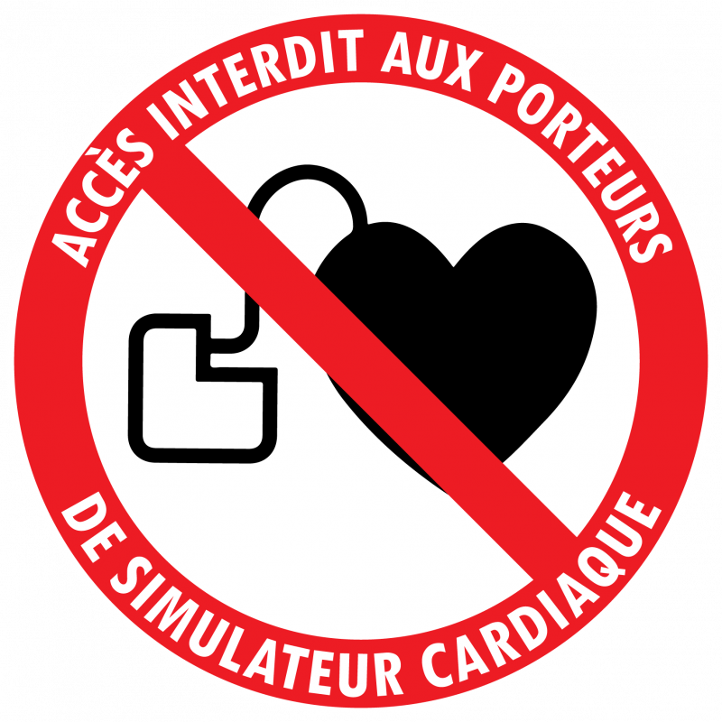 Sticker simulateurs cardiaques interdits diamètre 5 cm signalétique sécurité