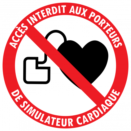 Sticker simulateurs cardiaques interdits diamètre 5 cm signalétique sécurité