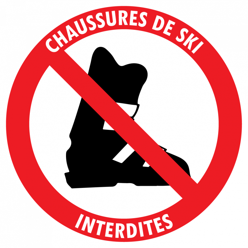 Sticker interdiction chaussures de ski vinyle