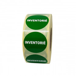Bobine de 1000 étiquettes adhésives Inventorié diamètre 35 mm