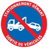Stickers STATIONNEMENT GENANT SORTIE DE VEHICULES RISQUE DE MISE EN FOURRIERE
