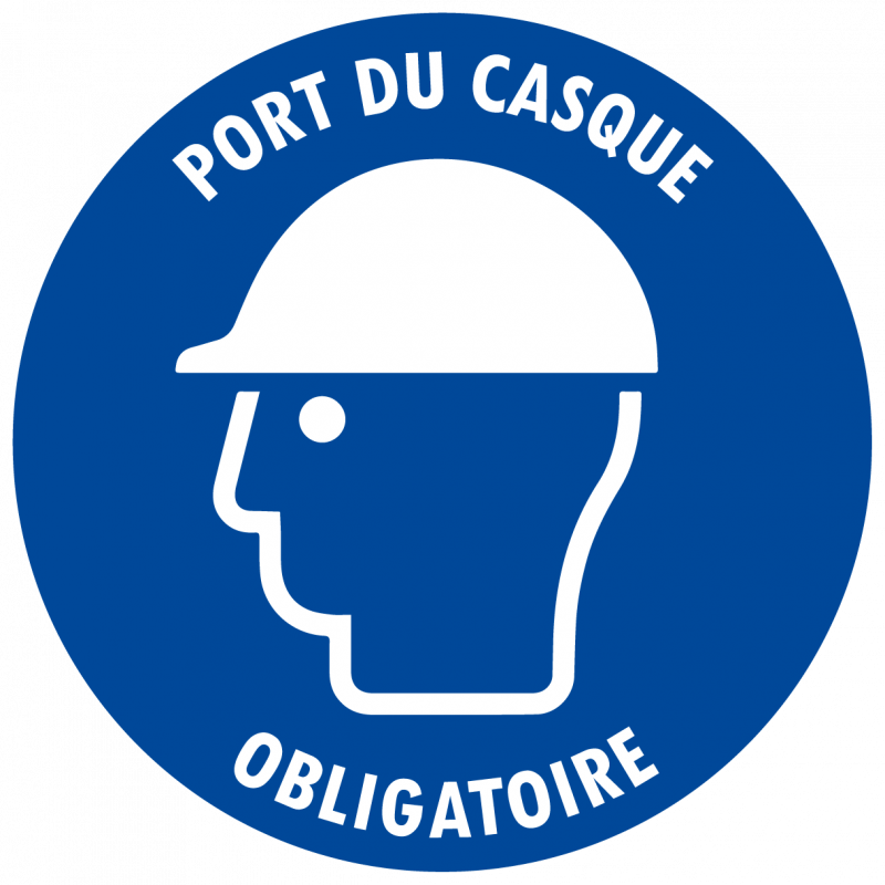 Sticker port du casque obligatoire – signalétique EPI zone à risque
