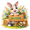 Sticker lapin personnalisé avec prénom, autocollant vinyle doux pour décoration chambre bébé et enfant