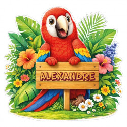 Sticker perroquet personnalisé avec prénom, autocollant vinyle coloré pour décoration enfant intérieure et extérieure