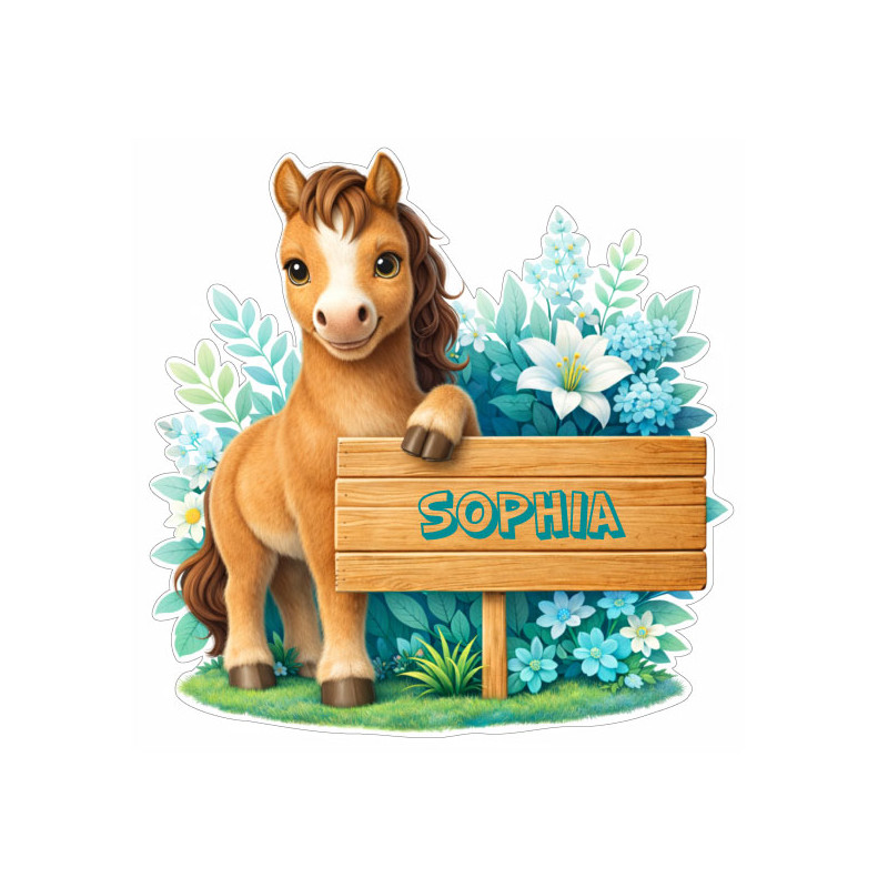 Sticker cheval avec prénom personnalisé, autocollant vinyle décoratif pour chambre enfant et cadeaux personnalisés
