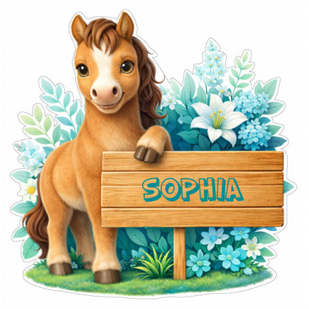 Sticker cheval avec prénom personnalisé, autocollant vinyle décoratif pour chambre enfant et cadeaux personnalisés