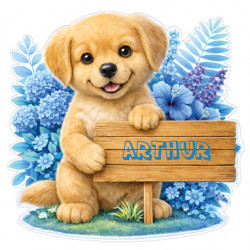 Sticker chiot personnalisé avec prénom, autocollant vinyle mignon pour décoration chambre enfant