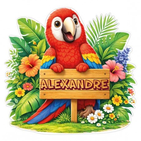 Sticker perroquet personnalisé avec prénom, autocollant vinyle coloré pour décoration enfant intérieure et extérieure