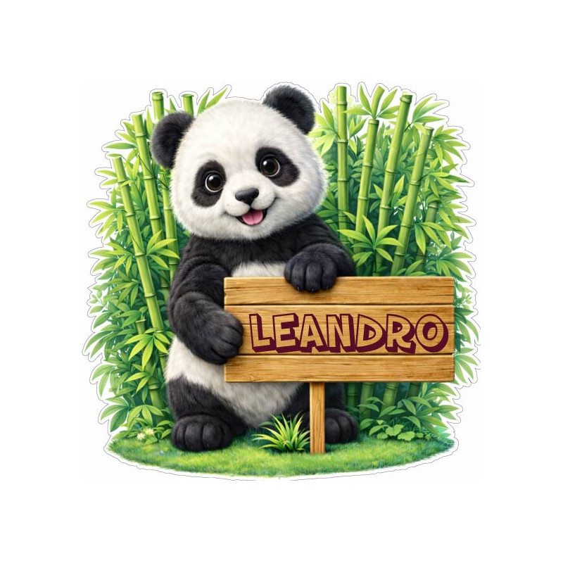 Sticker panda avec prénom personnalisé, autocollant vinyle résistant à l’eau pour décoration enfant
