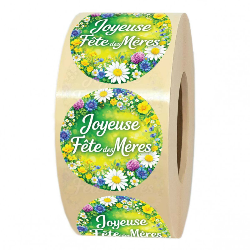 rouleau de 1000 étiquettes joyeuse fête des mères