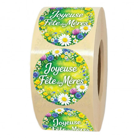 rouleau de 1000 étiquettes joyeuse fête des mères