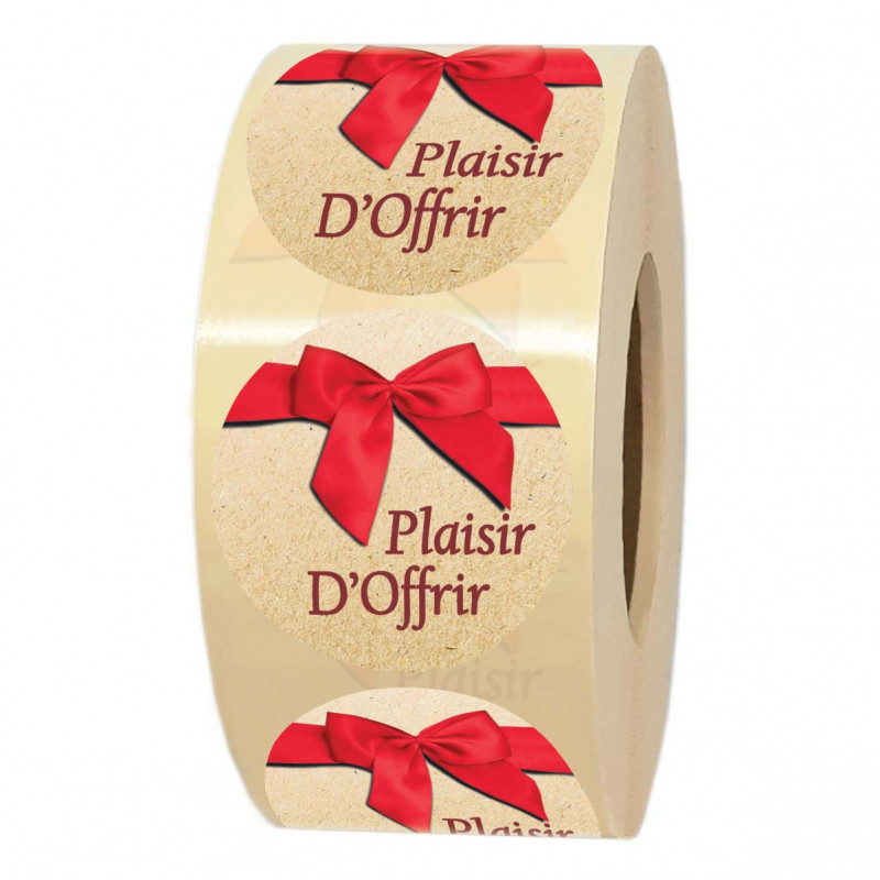 Rouleau d'étiquettes cadeau PLAISIR D'OFFRIR