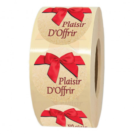 Rouleau d'étiquettes cadeau PLAISIR D'OFFRIR