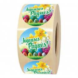 1000 étiquettes JOYEUSES PÂQUES – Autocollants ronds Ø 35 mm