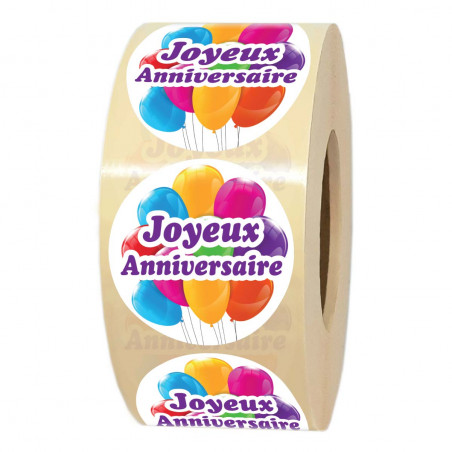 Rouleau étiquettes cadeau JOYEUX ANNIVERSAIRE
