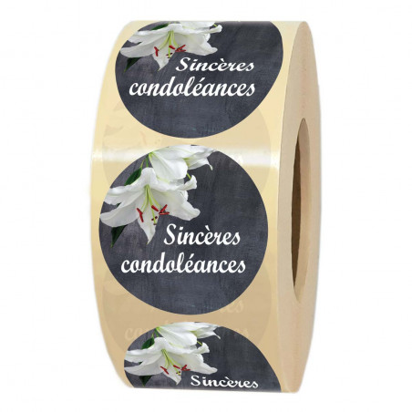 rouleau d'étiquettes sincères condoléances pour décès