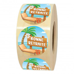 rouleau étiquettes adhésives bonne retraite pour paquet cadeau