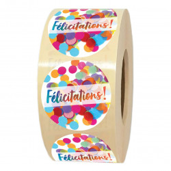 1000 étiquettes FÉLICITATIONS – Autocollants ronds Ø 35 mm