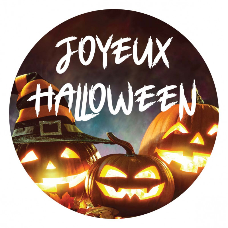 étiquettes JOYEUX HALLOWEEN rondes autocollantes Ø 35 mm